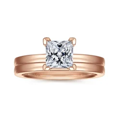 New Gabriel & Co. Paula - 14K Rose Gold Princess Cut Diamond Engagement Ring