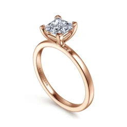 New Gabriel & Co. Paula - 14K Rose Gold Princess Cut Diamond Engagement Ring