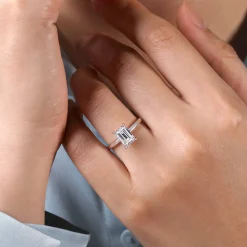Gabriel & Co. Paula - 14K White Gold Emerald Cut Diamond Engagement Ring