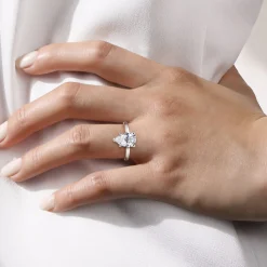 New Gabriel & Co. Paula - 14K White Gold Pear Shape Diamond Engagement Ring