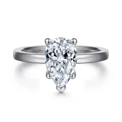 New Gabriel & Co. Paula - 14K White Gold Pear Shape Diamond Engagement Ring
