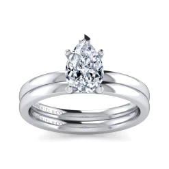 New Gabriel & Co. Paula - 14K White Gold Pear Shape Diamond Engagement Ring
