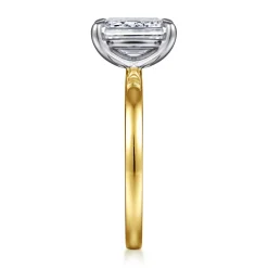 Clearance Gabriel & Co. Paula - 14K White-Yellow Gold Emerald Cut Diamond Engagement Ring