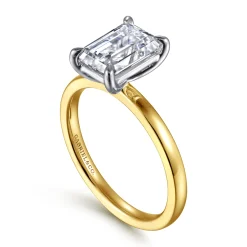 Clearance Gabriel & Co. Paula - 14K White-Yellow Gold Emerald Cut Diamond Engagement Ring