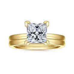 Best Gabriel & Co. Paula - 14K Yellow Gold Princess Cut Diamond Engagement Ring