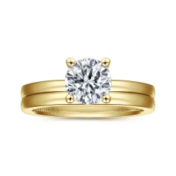New Gabriel & Co. Paula - 14K Yellow Gold Round Diamond Engagement Ring