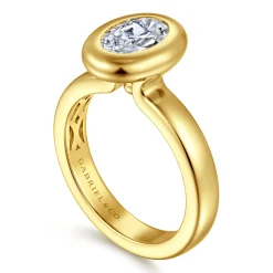 Clearance Gabriel & Co. Pauline - 14K Yellow Gold Bezel Set Oval Diamond Engagement Ring