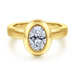Clearance Gabriel & Co. Pauline - 14K Yellow Gold Bezel Set Oval Diamond Engagement Ring