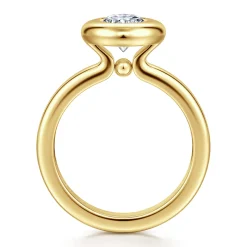 New Gabriel & Co. Pauline - 14K Yellow Gold Bezel Set Oval Diamond Engagement Ring