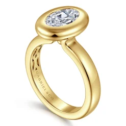 New Gabriel & Co. Pauline - 14K Yellow Gold Bezel Set Oval Diamond Engagement Ring