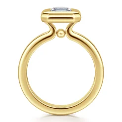 Discount Gabriel & Co. Pauline - 14K Yellow Gold Bezel Set Emerald Cut Diamond Engagement Ring