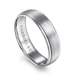 Gabriel & Co. Paul - 14K White Gold 6mm - Men's Wedding Band in Satin Finish