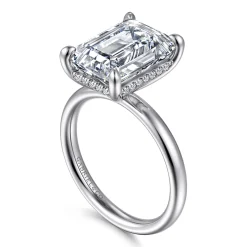 Clearance Gabriel & Co. Peace - 14K White Gold Emerald Cut Diamond Engagement Ring