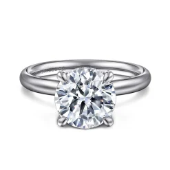 New Gabriel & Co. Peace - 14K White Gold Round Diamond Engagement Ring