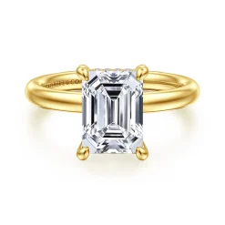 Sale Gabriel & Co. Peace - 14K Yellow Gold Emerald Cut Diamond Engagement Ring