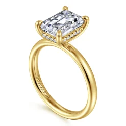 Sale Gabriel & Co. Peace - 14K Yellow Gold Emerald Cut Diamond Engagement Ring