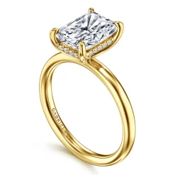Sale Gabriel & Co. Peace - 14K Yellow Gold Radiant Diamond and Engagement Ring