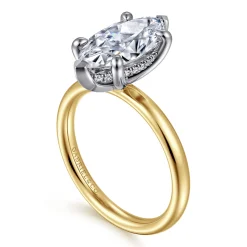 Clearance Gabriel & Co. Peace - 14K Yellow-White Gold Marquise Shape Diamond Engagement Ring