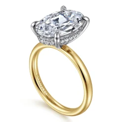 Best Gabriel & Co. Peace - 14K Yellow-White Gold Oval Diamond Engagement Ring