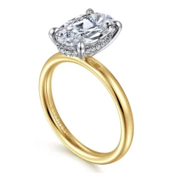 Outlet Gabriel & Co. Peace - 14K Yellow-White Gold Oval Diamond Engagement Ring