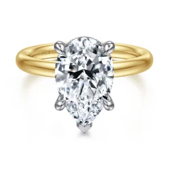 Discount Gabriel & Co. Peace - 14K Yellow-White Gold Pear Shape Diamond Engagement Ring
