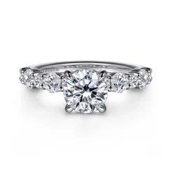 Online Gabriel & Co. Peak - 14K White Gold Round Diamond Engagement Ring