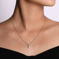 Online Gabriel & Co. Pendant Necklace Cross 14K White Gold Diamond 0.1ct