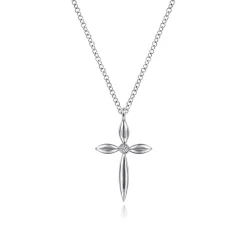 Hot Gabriel & Co. Pendant Necklace Cross 925 Sterling Silver Diamond 0.01ct