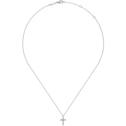 New Gabriel & Co. Pendant Necklace Cross 925 Sterling Silver Diamond 0.03ct