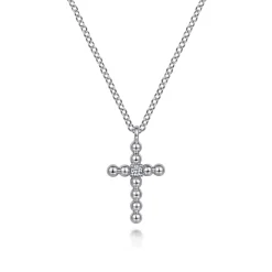 New Gabriel & Co. Pendant Necklace Cross 925 Sterling Silver Diamond 0.03ct