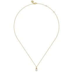 Best Gabriel & Co. Pendant Necklace Drop 14K Yellow Gold Pearl Bujukan