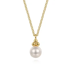 Best Gabriel & Co. Pendant Necklace Drop 14K Yellow Gold Pearl Bujukan