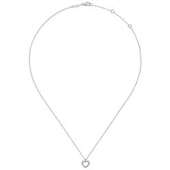 Sale Gabriel & Co. Pendant Necklace Heart 14K White Gold Diamond 0.09ct