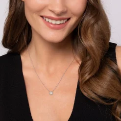 Best Gabriel & Co. Pendant Necklace 14K White Gold Diamond and Pearl 0.05ct