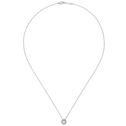 Best Gabriel & Co. Pendant Necklace 14K White Gold Diamond and Pearl 0.05ct