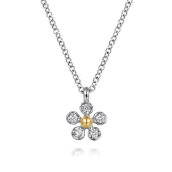 Gabriel & Co. Pendant Necklace 14K Yellow Gold and 925 Sterling Silver Diamond 0.08ct