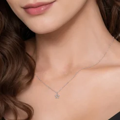 Gabriel & Co. Pendant Necklace 14K Yellow Gold and 925 Sterling Silver Diamond 0.08ct