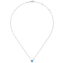 Best Gabriel & Co. Pendant Necklace 925 Sterling Silver Diamond and Blue Topaz 0.02ct