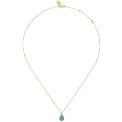 Online Gabriel & Co. Pendant Necklace Teardrop 14K Yellow Gold Blue Topaz