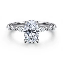 New Gabriel & Co. Perry - 14K White Gold Oval Diamond Engagement Ring