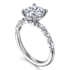 Best Gabriel & Co. Perry - 14K White Gold Round Diamond Engagement Ring
