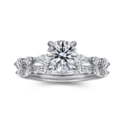 Hot Gabriel & Co. Perry - 14K White Gold Round Diamond Engagement Ring