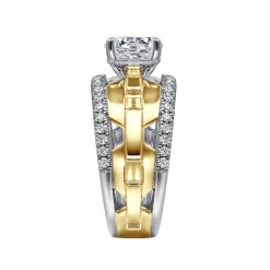 Online Gabriel & Co. Phoenix - 14K White Yellow Gold Wide Band Round Diamond Engagement Ring