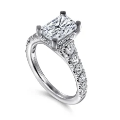 Gabriel & Co. Piper - 14K White Gold Rectangular Radiant Cut Diamond Engagement Ring