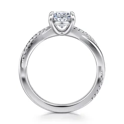 Hot Gabriel & Co. Platinum Oval Twisted Diamond Engagement Ring