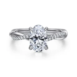 Hot Gabriel & Co. Platinum Oval Twisted Diamond Engagement Ring