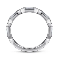 Best Gabriel & Co. Porta - 14K White Gold Channel Set Baguette and Round Diamond Anniversary Band - 0.5 ct