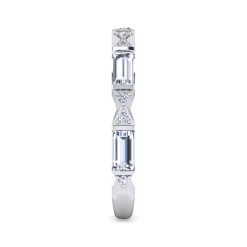 New Gabriel & Co. Porta - 14K White Gold Channel Set Baguette and Round Diamond Anniversary Band - 0.85 ct