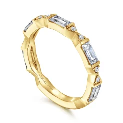 Best Gabriel & Co. Porta - 14K Yellow Gold Channel Set Baguette and Round Diamond Anniversary Band - 0.85 ct