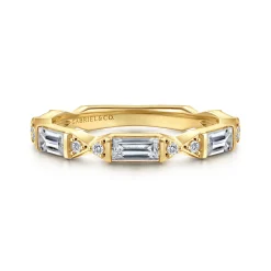 Best Gabriel & Co. Porta - 14K Yellow Gold Channel Set Baguette and Round Diamond Anniversary Band - 0.85 ct